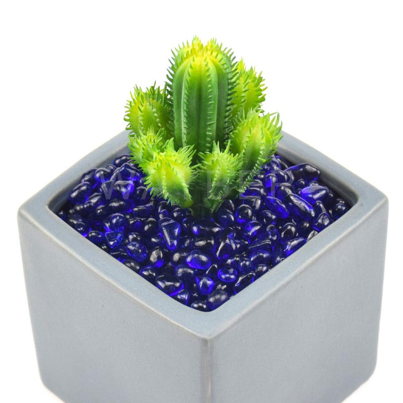 WAYBER Glass Stones, 1Lb/460g Irregular Sea Glass Pebbles Non-Toxic Artificial Gemstones for Gem Display/Vase Filler/Terrarium Flowerpot Aquarium Turtle Tank Decoration, Dark Blue - Image 4